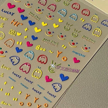 Load image into Gallery viewer, Cute Nail Stickers for Women and Little Girls - 5 Sheets 3D Self-Adhesive DIY Nail Art Decoration Set